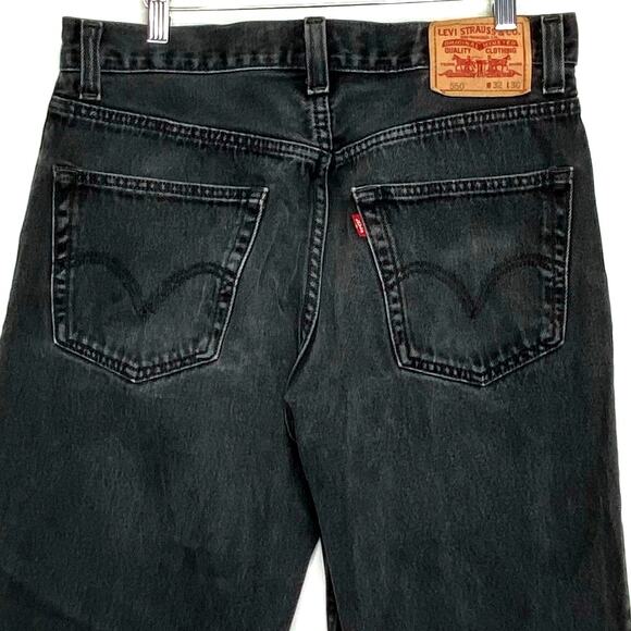 LEVI'S 550 Relaxed Fit Jeans Mens Sz 32 x 30 Black Wash Straight Leg Grunge Rock - Picture 1 of 8